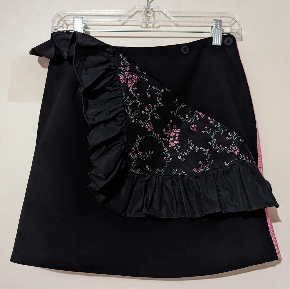 Brognano Black Mini Skirt with Ruffles! Worn two ways!